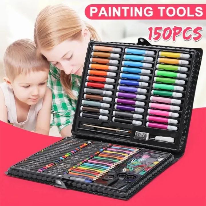 150 Piece Deluxe Art Set Drawing Set for Kids Crafts Kit Box Gift Art ...