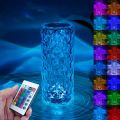 Rose Crystal Diamond Lamp, 16 Colors USB Charging Touch Lamp Bedside Night Light w. 