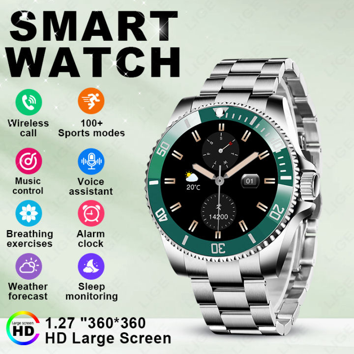LIGE Original New Smart Watch 100+ Sports Modes IP68 Waterproof 1.27'' HD Screen Bluetooth call smart watchs for men Android IOS