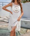 CROCHET BIKINI-Women's Beach Dress, Swimsuit Cover-Ups, Beachwear, Beige Dresses Suit, Swim Cape for Women, Summer.