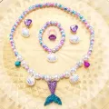 5pcs Girls Jewelry Sets Mermaid Pearl Necklace Bracelet Ring Earring Set Kids Toy Children Princess Dress Up Fashion Accessories. 