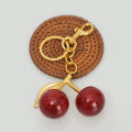 Cherry Keychain Charm Shiny Resin Metal Bag Accessory Elegant for Women Purse or Handbag Decoration.