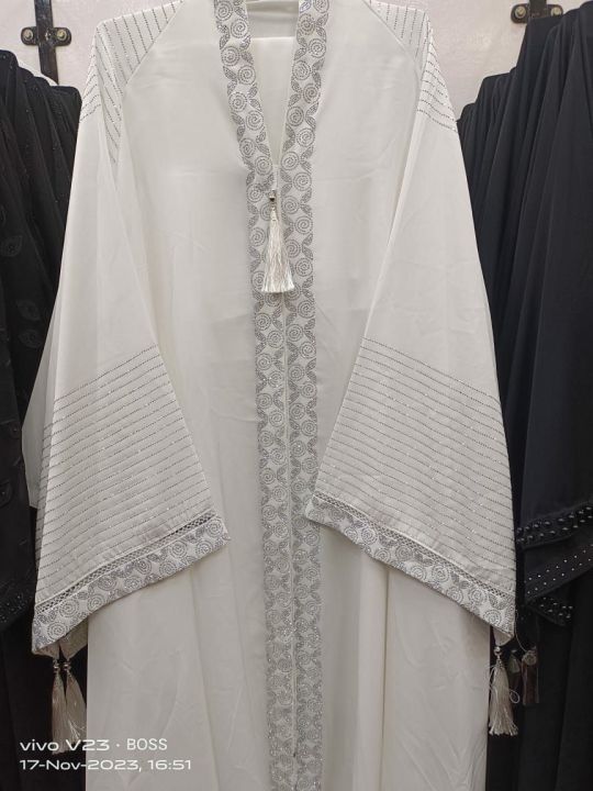 zafar Abaya dubai fabric very premium quality open abaya with staler