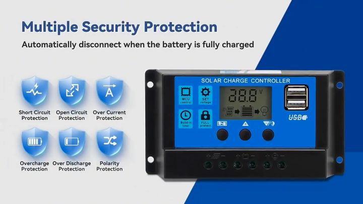 Solar Charger Controller 10A Solar Controller Box Digital PWM Controller