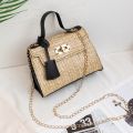Trendy Fashion Women's Bbag New Personality Woven Handbag Temperament Kelly Bag Straw Woven Bag. 