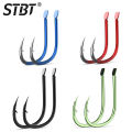 STBT 50Pcs/Box ISEAMA High-Carbon Steel Red Fishing Hooks From Japan 1#-10# Blue Barbed Fishhook for Carp Fishing Accessories. 