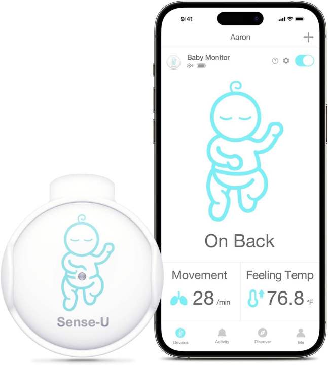 Sense-U Smart Baby Abdominal Movement Monitor - Tracks Baby's Abdominal Movement, Temperature, Rollover with Instant Audio Alerts on Smartphones