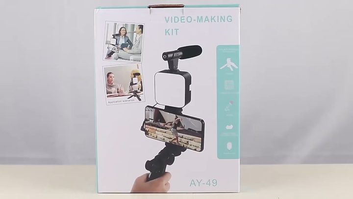Vlogging Kit, Video Making Kit, With Tripod Stand, Microphone, Shoot Video, LED Light, Mobile Holder All in One