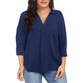 Women's 1XL-5XL Plus Size Chiffon women's pullover oversized loose V-neck shirt top plus size women clothing.