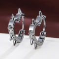 Unique Spike Rivet Heart Earrings For Women, Ear Buckle Piercing Goth Jewelry Aretes.