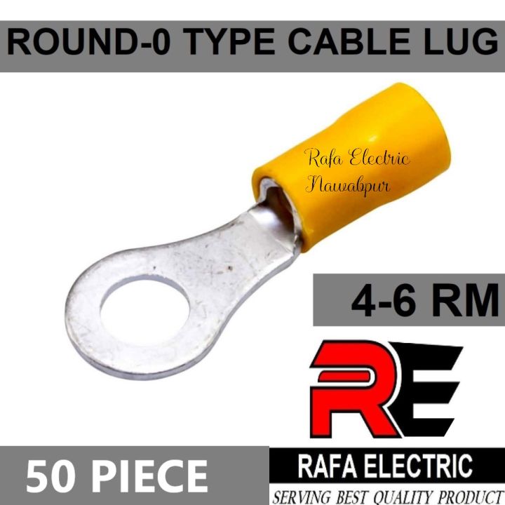 Cable Lug 4-6 Rm Terminal round type O type Lugs 12-10mm Insulated Ring Terminal 12-10mm AWG Battery Cable Connector Clip 4-6 Rm 50 Piece Pack