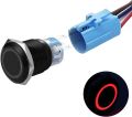 12/16/19MM Momentary Push Button Switch 12V-24V Ring LED 1NO 1NC Waterproof (ON)-Off Black Metal Shell Button Self Reset. 