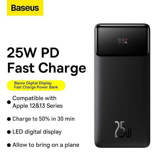 Baseus Bipow Digital Display Fast charge Power bank 20000mAh 25W(PPBD020301)-Black