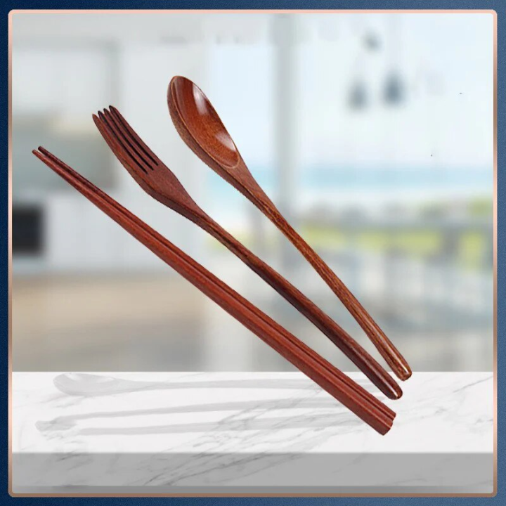 1pc%20Wooden%20Chopsticks%20Fork%20Spoon%20Three-piece%20Set%20Twine%20Japanese-style%20Tableware%20Kitchen%20Home%20Chopsticks%20Fork%20Spoon%20Cutlery%20Set%20-%20Image%202
