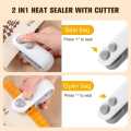 2 IN 1 Mini Sealing Machine USB Rechargable Heat Sealer Storage Bag Plastic Package Food Sealer Clip Bag Handheld Food Heat Sealer. 