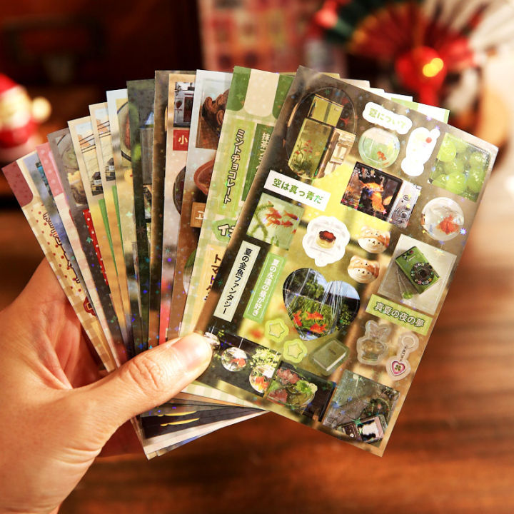 30sheets%20Kawaii%20Japanese%20Showa%20style%20cuisine%20glitter%20film%20die-cutting%20sticker%20book%20DIY%20handmade%20scrapbook%20aesthetic%20stationery%20-%20Image%202