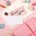 50pcs/pack Pink Thank You Card For Supporting Business Package Decoration "Gorgeous Thanks" Business Card Handmade With Love. 