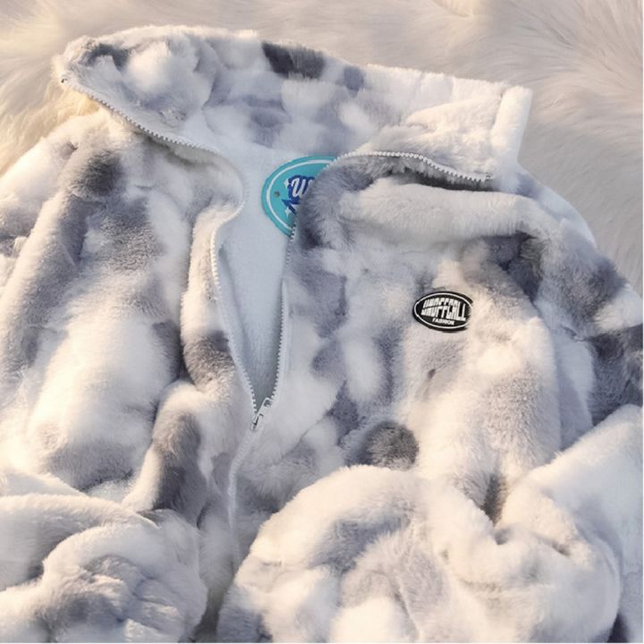 New%20Women's%20Tie%20Dye%20Lamb%20Fleece%20Jacket%20Autumn%20Winter%20Zipper%20Outerwear%20Warm%20Plush%20Jackets%20Harajuku%20Casual%20Loose%20Female%20Thick%20Coat%20-%20Image%204
