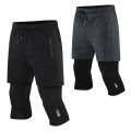 New Men Run Trouser 2 In 1 Double Layer Pant Tight Two Piece Running Training Gym Sweatpant With Pockets Running Trousers.