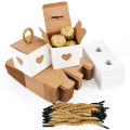 10/50pcs White Brown Heart Candy  Boxes Wedding Favors for Guests Birthday Party Baby Shower Chocolate Cookie Packaging Box. 