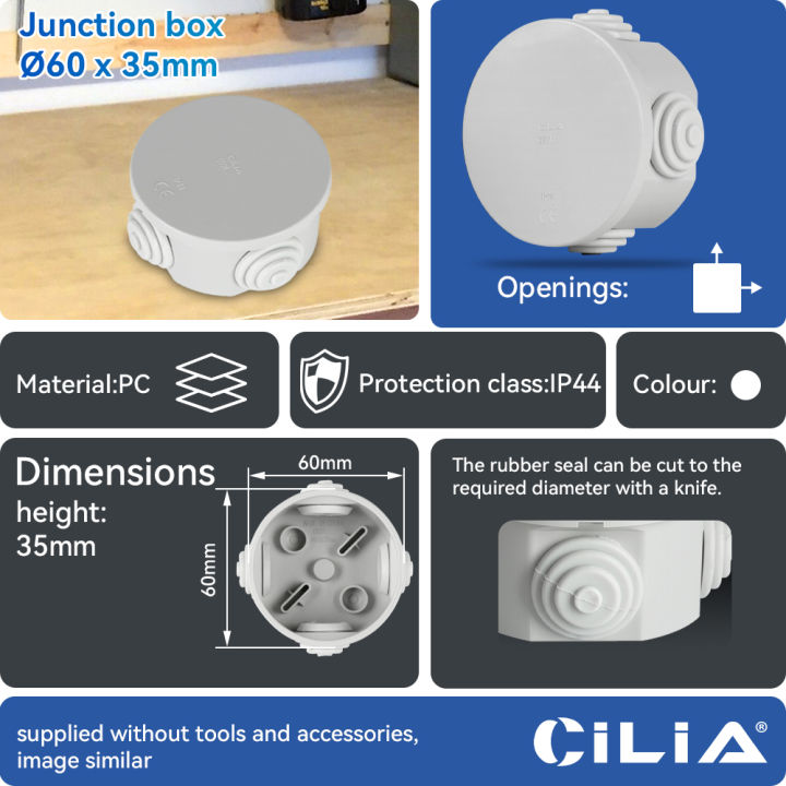 CILIA%201pc%20Waterproof%20Junction%20Box,%20IP55%20Outdoor%20Electrical%20Box,%20Durable%20PC%20Plastic%20Enclosure%20for%20Indoor/Outdoor%20Use,%20No%20Openi%20-%20Image%204