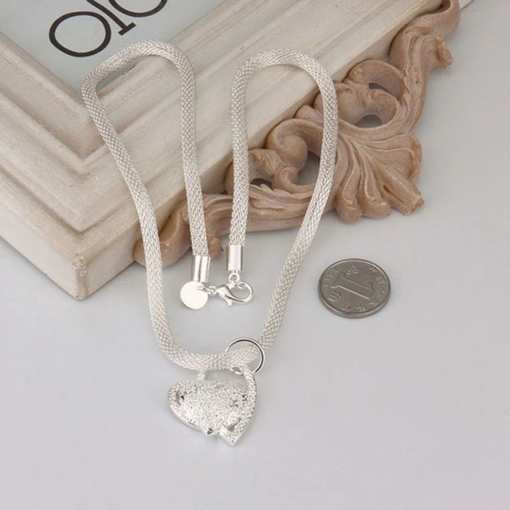 DOTEFFIL%20925%20Sterling%20Silver%20Gorgeous%20Charm%20Fashion%20Charm%20Heart%20Wedding%20Lady%20Love%20Necklace%20Noble%20Luxury%2018%20Inches%20Silver%20Jewelry%20-%20Image%205
