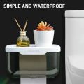 Wall Mounted Toilet Paper Holder Waterproof Tissue Box with Shelf Bathroom Organizer Kitchen Multi Purpose Storage Dispenser. 