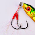 10pair/lot Fishing Hook Jig Double PairHooks Barbed Thread Feather Accessories Pesca High Carbon Steel Fishing Lure Slow Jigging. 