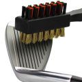 Golf Brush Golf Club Head Cleaning Brush Double Side Brass Nylon Golf Groove Cleaner with Keychain Drop Ship.