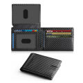 Men's Wallet Ultra Thin Rfid Leather with ID Window Multi Card Carbon Fiber Wallet. 
