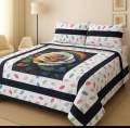 Embroidered Patch Work King Size BedSheet - High Quality - Cotton Satin Double Bedsheet Embroided - Galaxy Bedding. 