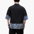 Men's Japanese Kimono Cardigan Loose Cotton Linen 3/4 Sleeve Open Front Casual Summer Shirt Jackets.