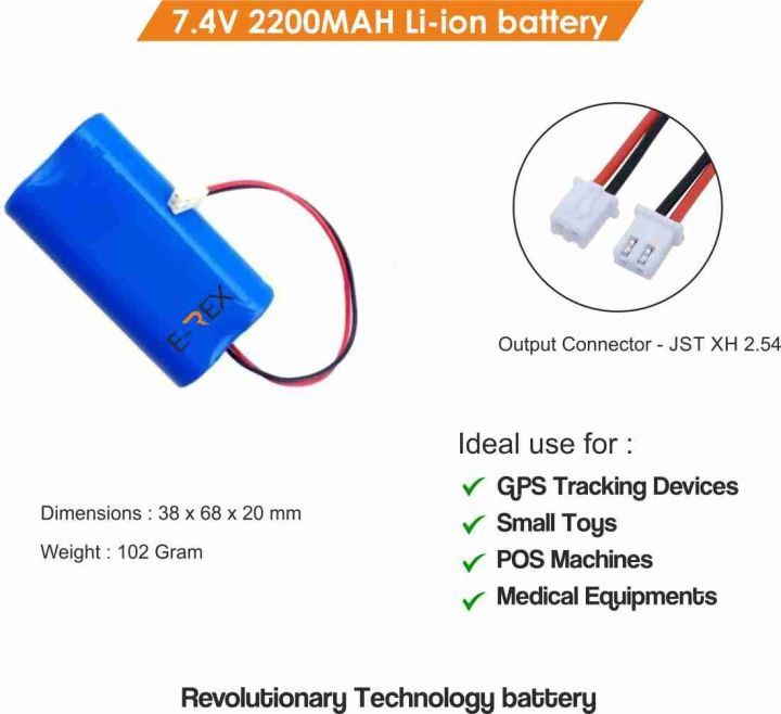 Rechargeable%20Lithium-%20ion%20Battery%207.4V%202000mAh%20Li-ion%20battery%20pack%202%20pin%20for%20M60%20Phones%20GPS%20Tracker%20Robocar,%20LED%20Lights,%20%20etc.%20-%20Image%205