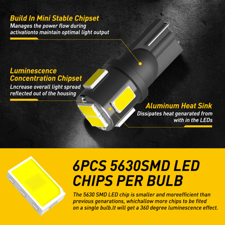 AUXITO%2010Pcs%20T10%20LED%20W5W%20194%20168%20LED%20Car%20Side%20Interior%20Lights%2012V%20Super%20Bright%20Bulb%20Auto%20White%206000K%20Parking%20Marker%20Dome%20Lamps%20-%20Image%204