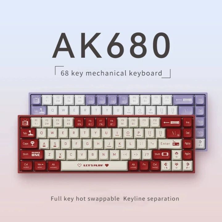 AJAZZ AK680 Mechanical Keyboard Gaming Wired Compact Laptop Tea Or Red