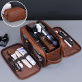 Multi Pockets PU Toiletry Bag For Women Men Travel Essentials Makeup Bag Waterproof Hanging Bag Cosmetic Washing Organizer Bag.