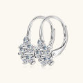 Original 925 Sterling Silver Flower Hoop Clip Earrings D0.60CT Full Moissanite Earrings for Women Wedding Jewelry Valentine Gift. 