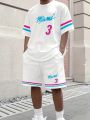 2025 New Men MIAMI NO.3 Print Casual Short Sleeve T-Shirt Shorts Set Adult Basketball Jersey Jogging Suit 2 Piece Set Clothes. 