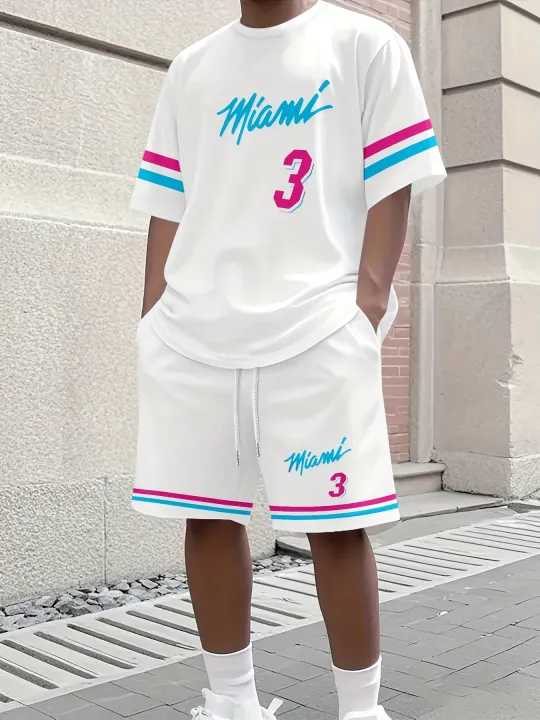 2025%20New%20Men%20MIAMI%20NO.3%20Print%20Casual%20Short%20Sleeve%20T-Shirt%20Shorts%20Set%20Adult%20Basketball%20Jersey%20Jogging%20Suit%202%20Piece%20Set%20Clothes%20-%20Image%202