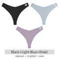 FINETOO Women's Cotton Thongs 3Pcs Comfortable Waffle G-string Female Low-Rise T-Back Underwear S-XL Bikini Underpants Lingerie. 