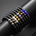 Fashion Mens Bracelet Black Onyx Stone Braclet Irregular Natural Tiger Eyes Sodalite Beaded Braslet Pulsera Hombre Accessories. 