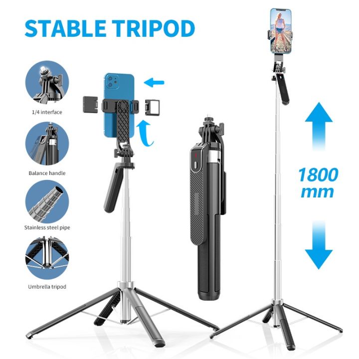 Selfie%20stick%20P180%20wireless%20selfie%20stick%201.8m.%20Foldable%20with%20rechargeable%20Bluetooth%20remote.%20can%20use%20action%20camera%20go%20-%20Image%202