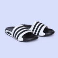 Stridez Classic Triple-Line Slides – Black & White Edition.