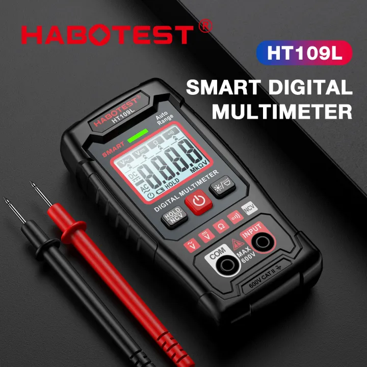 HABOTEST HT109L Digital Multimeter 4000 Counts 600V DC AC Voltage Measurement Voltmeter NCV Resistance Continuity Multitester