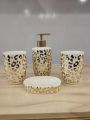 4 Pcs Ceramic Bathroom Accessories Set with Soap Holder, Toothbrush Holder, Soap Dish - Black Color. 