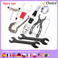 9pcs Bicycle Repair Tool Kit Cassette Remover Wrench Chain Breaker Crank Puller Extractor Spoke Bottom Bracket Freewheel Tool. 