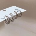 4Pcs/set  Crystal Small Hoop Earrings For Women Silver Color New Y2K Cool Daily Wear Jewelry Girl's Gift. 
