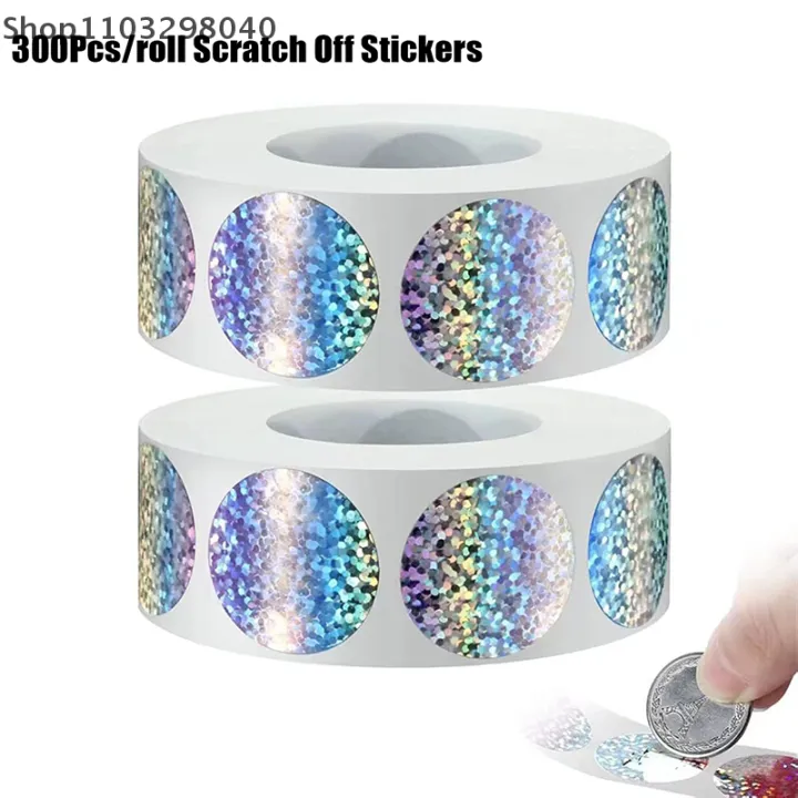 300%20Pcs%202.5%20Cm%20Round%20Laser%20Scratch-Off%20Stickers,%20Self-Adhesive%20Secret%20Code%20Labels%20For%20Activity%20Cards%20-%20Image%202
