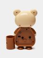 Creative Bear Pen Holder smart Alarm Clock Cartoon design Cute Children′s Clock Student Desktop Clock Bedside Table Clock.