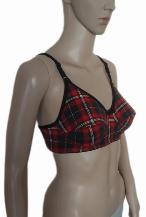 Check Plaid Bra. Non wired non padded